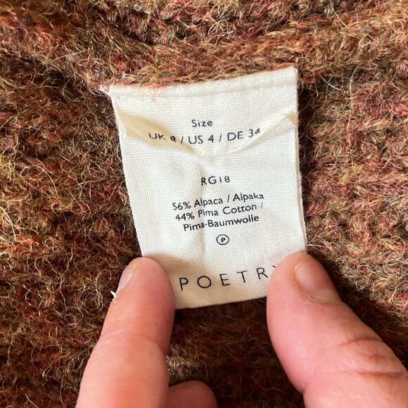 Poetry Alpaca Wool Peruvian Cotton Knit Earth-Tones Copper Vest Cardigan - Picture 6 of 6